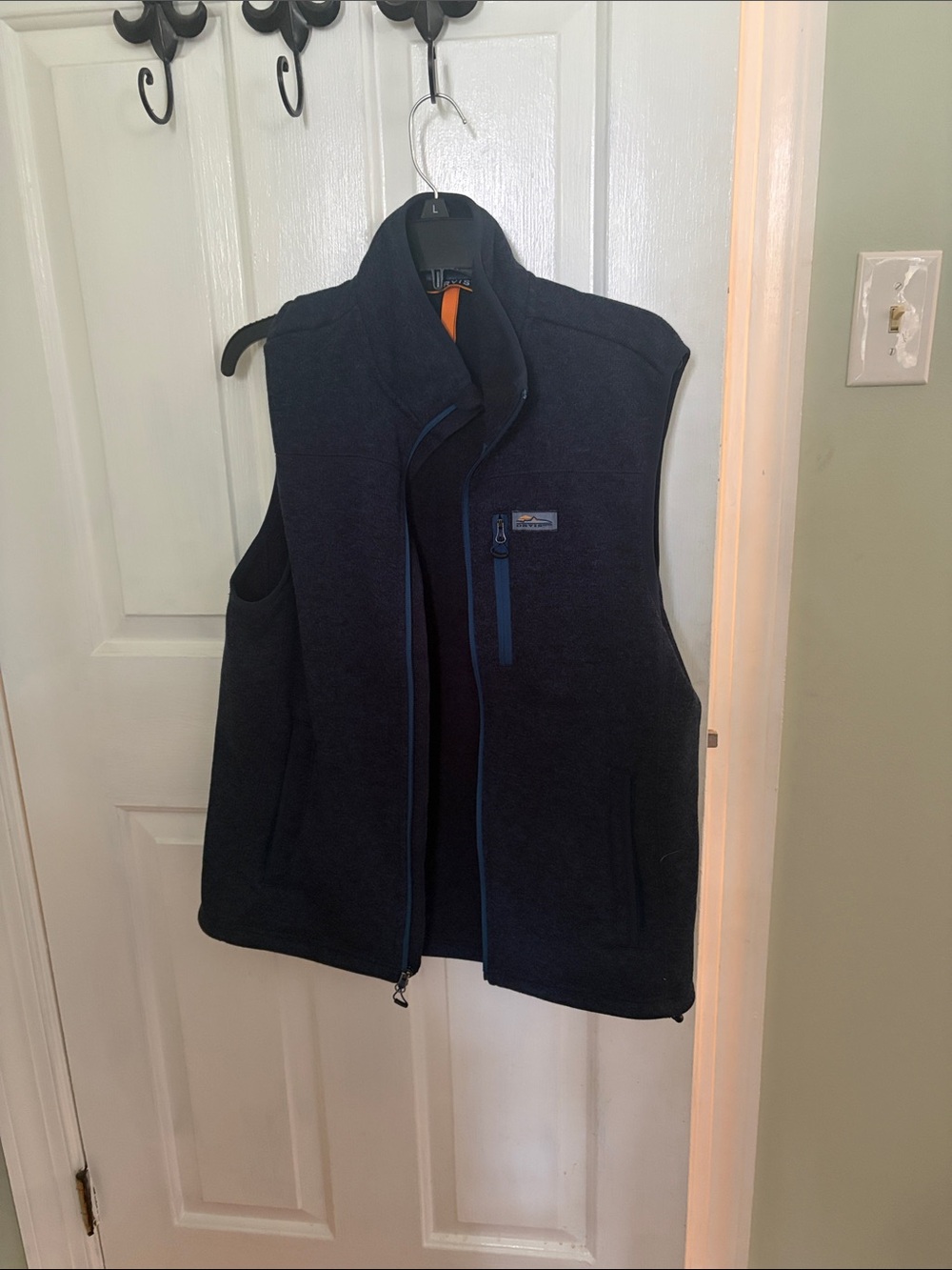 Orvis Navy Blue Fleece Vest with Zip Chest Pocket